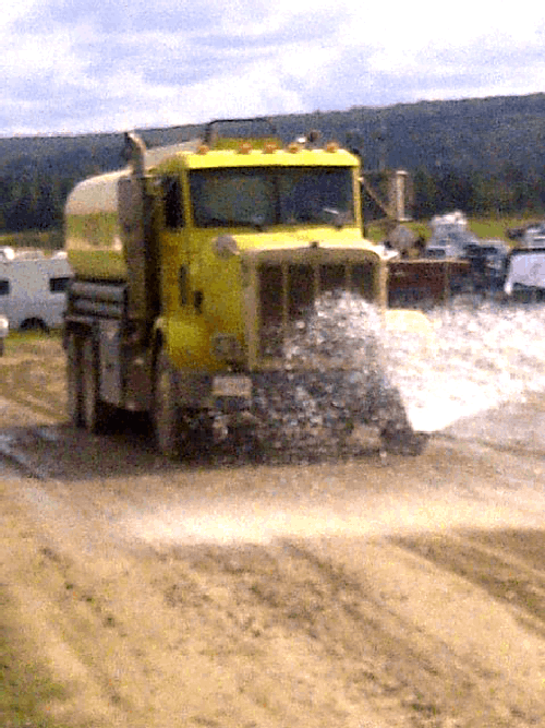 Water truck working the road